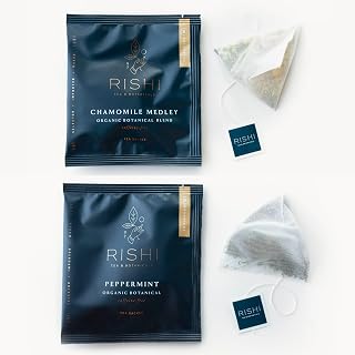 Rishi Tea Peppermint & Chamomile Medley Tea - Organic Sachet Tea Bags, Caffeine Free Tea Bundle - 50 Count (Pack of 2)