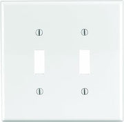 Leviton 2-Gang Toggle Switch Wallplate, Midway Size, PJ2-W, White