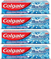 Colgate MaxFresh Toothpaste, Blue Gel Paste with Menthol for Super Fresh Breath, 600g, 150g X 4 (Peppermint Ice)