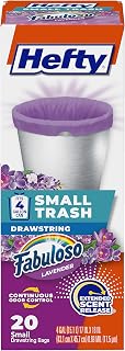 Hefty 4 Gallon Small Trash Bags, Purple, Fabuloso Lavender Scent, 20ct