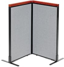 Global Industrial 24-1/4"W x 43-1/2"H Deluxe Freestanding 2-Panel Corner Room Divider, Gray