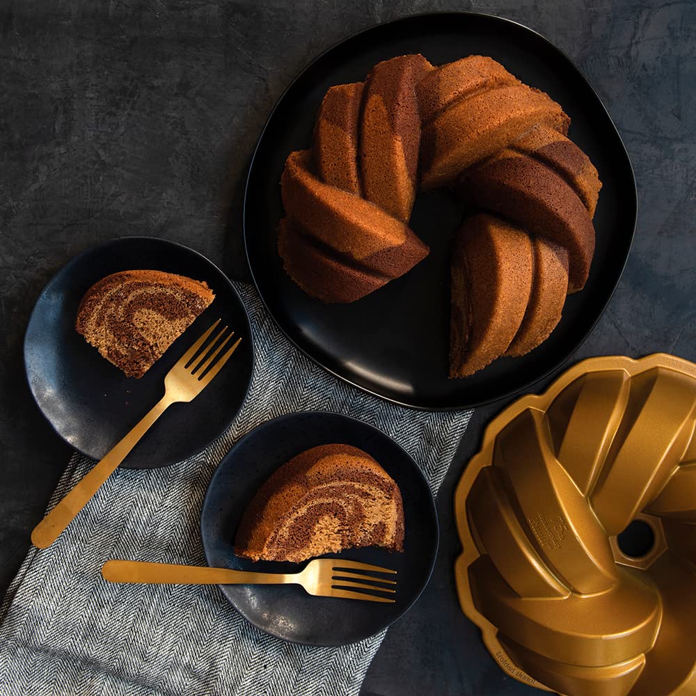 NW 75th Anniversary Braided Rope Bundt Cake Pan by Nordic Ware – 12 Cup, 12.0 cups, Aluminum, Gold, Model 95577