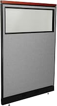 Global Industrial 48-1/4"W x 65-1/2"H Deluxe Office Partition Panel with Partial Window & Pass-Thru Cable, Gray