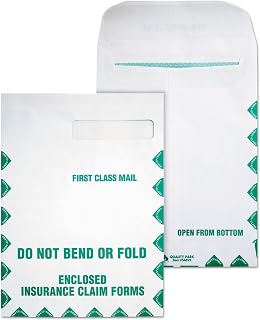 Quality Park Health Claim Insurance Envelopes, with Security Tint and First Class Border, for Medicare Form HCFA-1508 and Other Healthcare Forms, 28 lb. White Wove, 100/Box (QUA54692)