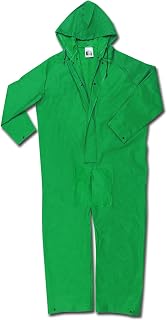 MCR Safety 3881M Dominator PVC/Polyester Coverall with Attached Hood and Zipper Front, Green, Medium