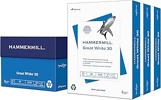 Hammermill Printer Paper, Great White 30% Recycled Paper, 8.5 x 11 - 3 Ream (1,500 Sheets) - 92 Bright, Made in the USA