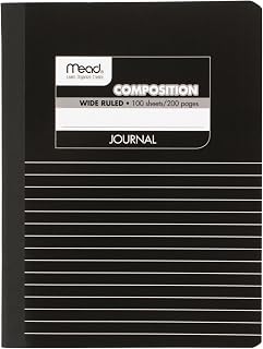 Mead Composition Notebook, Wide Ruled Paper, 9-3/4" x 7-1/2", 100 Sheets per Comp Book, Black/White (09920)