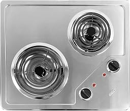 Summit 21" 2 Burner Electric Cooktop. 115 Volt Coil Electric Cooktop, ADA compliant, Stainless Steel- CR2B122