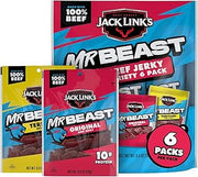 Jack Link's MrBeast Original and Teriyaki Beef Jerky - (6 Pack) 5.4 oz | Variety Pack - Bags - Ready to Eat Protein Snacks - Up to 10g Protein per Bag - Made with 100% Beef