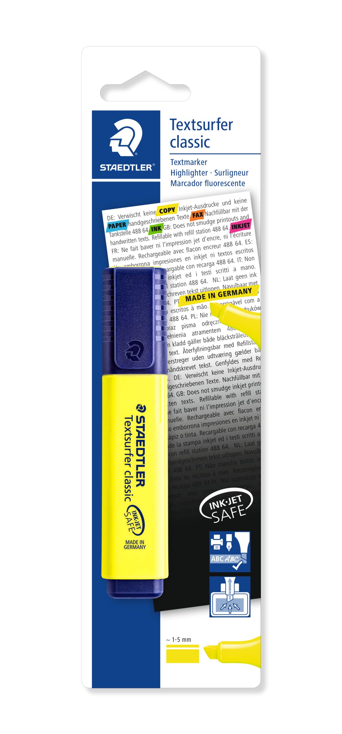Highlighter: Textsurfer Classic Yellow by STAEDTLER – 1 Count (Pack of 1), Plastic, Yellow, Model 364-1