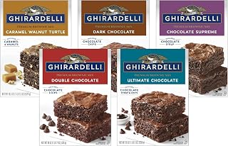 Ghirardelli Premium Brownie Mix Variety Pack, 5 Flavors – Double Chocolate (18 oz), Dark Chocolate (20 oz), Chocolate Caramel Turtle (18.5 oz), Supreme (18.75 oz) & Ultimate Chocolate (19 oz), 5 Count (Variety Pack)