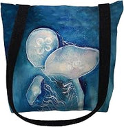 Betsydrake TY174G 18 x 18 in. Blue Jellyfish Tote Bag - Large