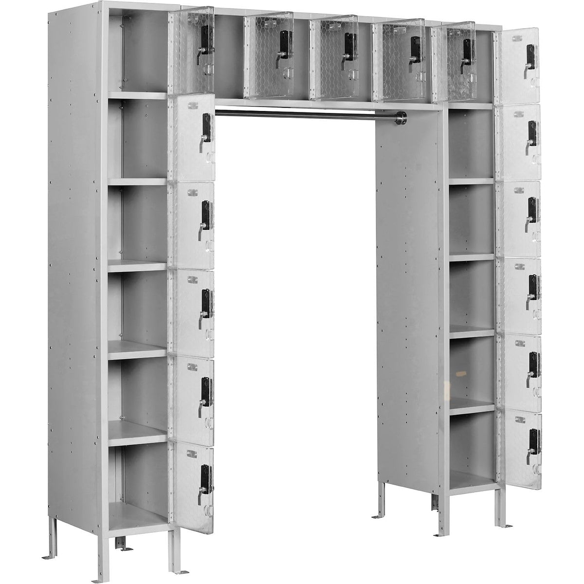 Global Industrial 16 Person Clear View Locker – Digital Lock, 72" W x 18" D x 78" H, Gray, Assembled