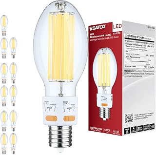 Satco S13196 30W/38W/45W Selectable LED HID Replacement Bulb, 5000K Natural Light, Up to 8,750 Lumens, EX39 Mogul Base, Clear Finish, 80+ CRI, Energy-Efficient, Long-Lasting Industrial LED (12 Pack)
