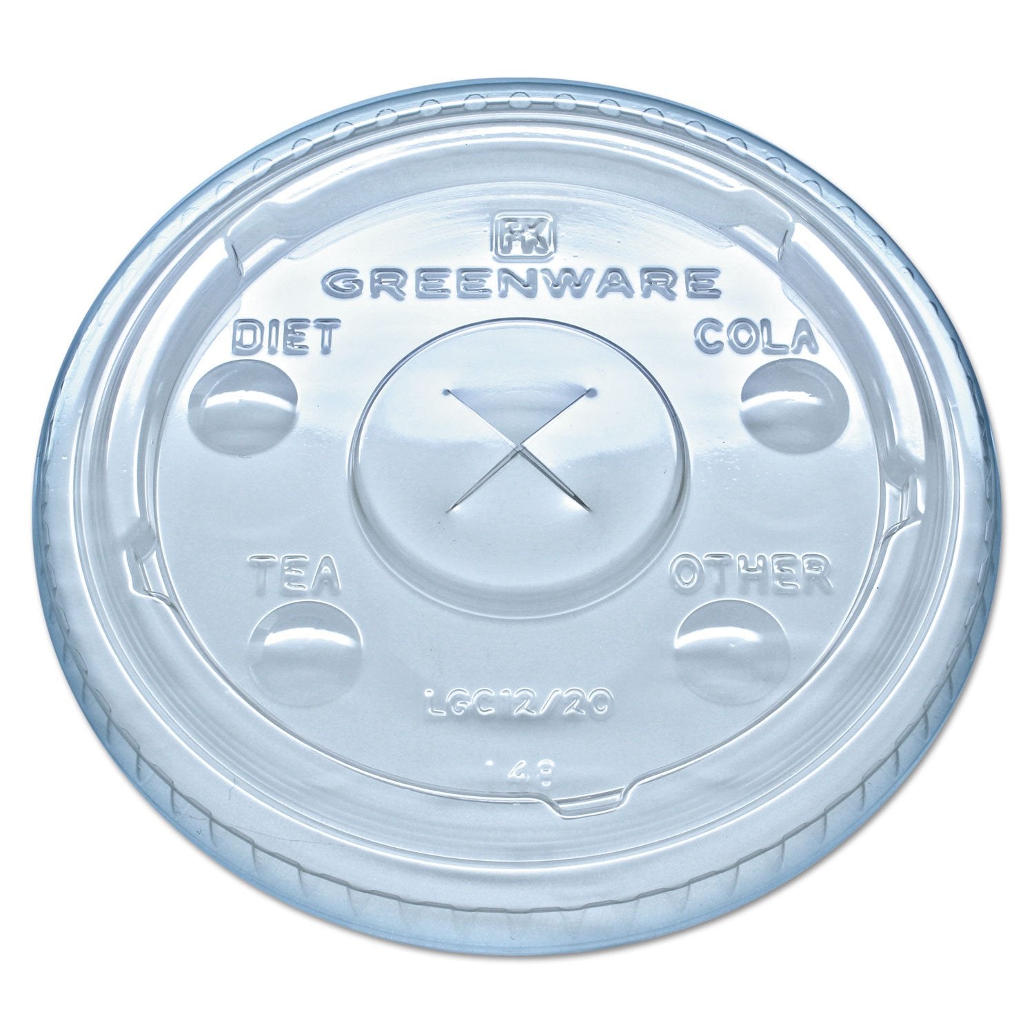 Fabrikal LGC12/20 Greenware Clear Straw Slotted Lid for 9, 12, 20 oz. Greenware Clear Plastic Cup - 1000 / Case