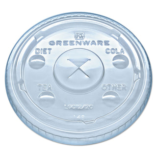 Fabrikal LGC12/20 Greenware Clear Straw Slotted Lid for 9, 12, 20 oz. Greenware Clear Plastic Cup - 1000 / Case