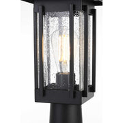 Melvale One Light Outdoor Post Mount Black by Lighting Design – 12", Iron, Black, Model OD322P16BK