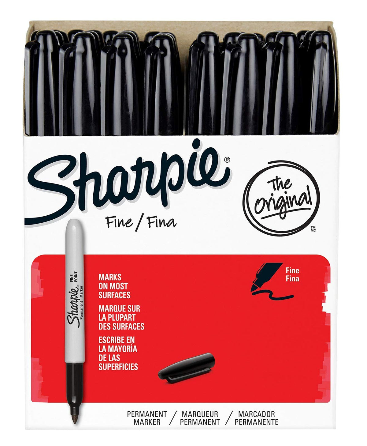 Permanent Marker Fine Point by Sharpie – 1 Count (Pack of 36), Metal, Black, Pack of 36, Model 190904