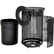 Outdoor Heavy-Duty Slatted Steel Trash Can w/Door by Global Industrial – 36.0 gallons, Steel, Black, Model D42SLAT
