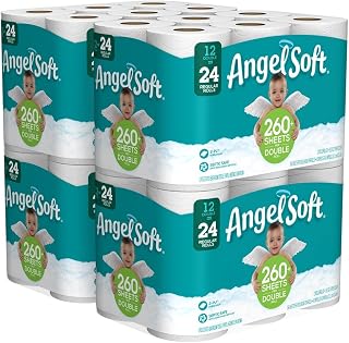 ANGEL SOFT Toilet Paper Bath Tissue, 48 Double Rolls, 260+ 2-Ply Sheets Per Roll