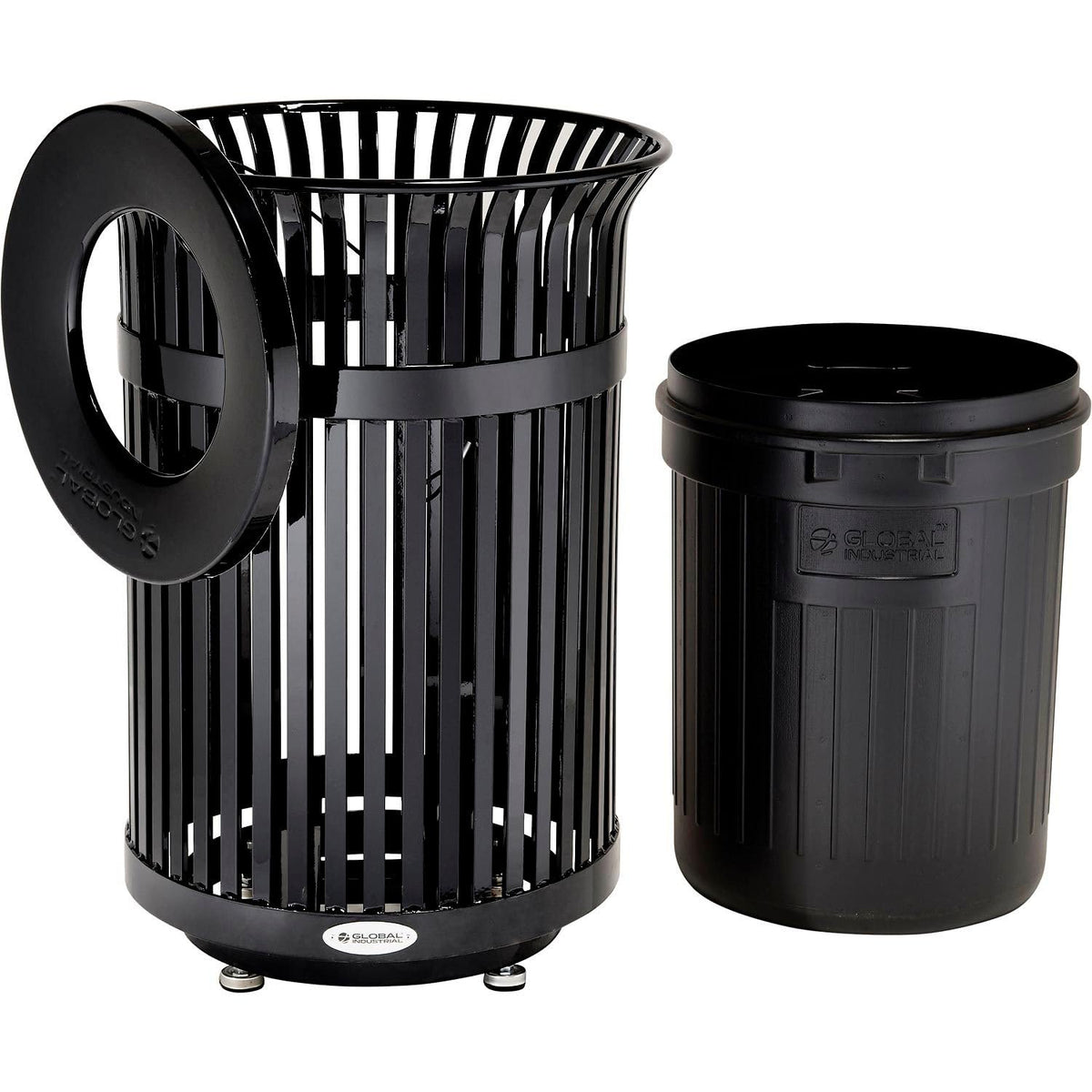Global Industrial 36 Gallon Outdoor Heavy-Duty Slatted Steel Trash Can – Product Details