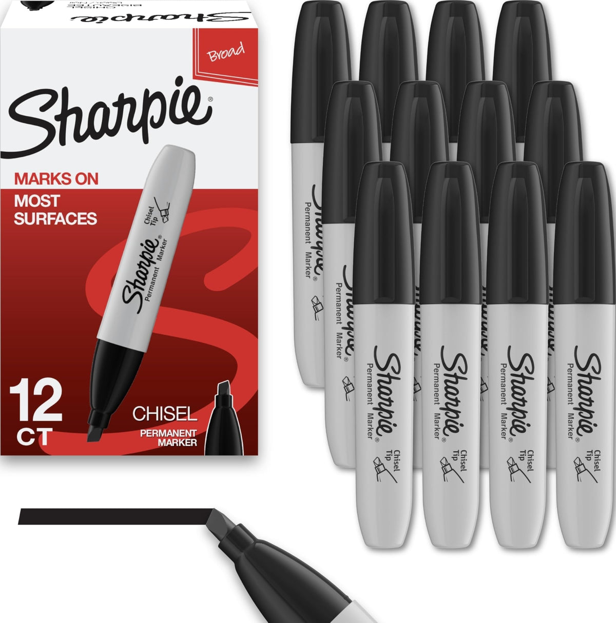 Permanent Markers by Sharpie – 12 Count (Pack of 1), Plastic, Black, Model 38201