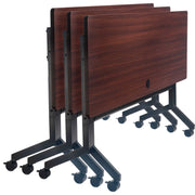Interion Mobile Flip-Top Training Table with Modesty by Global Industrial – Engineered Wood, Walnut, Model 695125WN