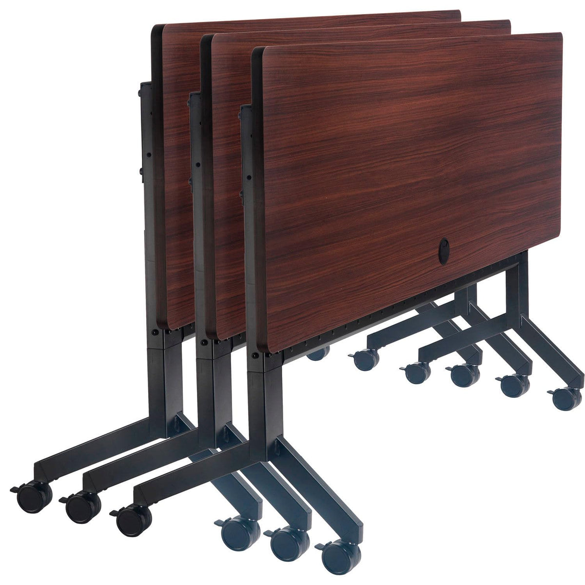 Interion Mobile Flip-Top Training Table with Modesty by Global Industrial – Engineered Wood, Walnut, Model 695125WN