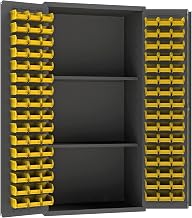 Durham 14 Gauge Welded Steel Storage Cabinet with Steel Pegboard and 96 Bins, 3501-DLP-PB-96-2S-95, 1800 lbs Capacity, 24" Length x 36" Width x 72" Height, 2 Shelves