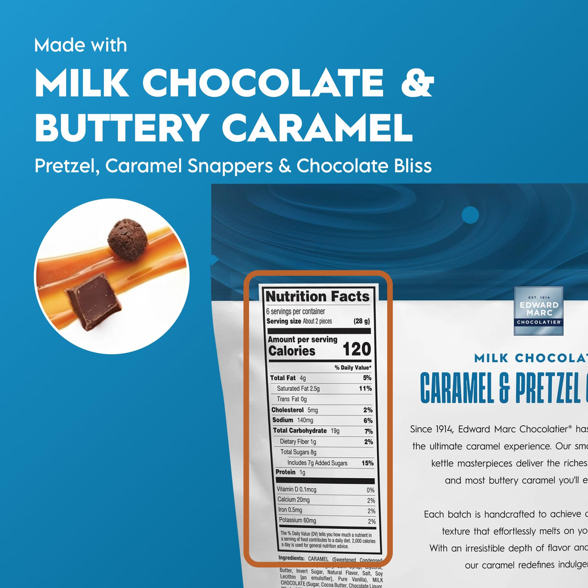 Pretzel Milk Chocolate by Snappers – 6 Ounce (Pack of 6), Pack of 6