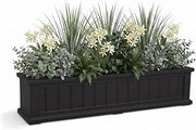 Mayne Seabrook 48in Self-Watering Rectangular Window Box Planter, Black | Self-watering, All season, Fade resistant, Mounting brackets included, Built-in overflow, 15-year warranty