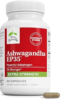 Terry Naturally Ashwagandha EP35 Extra Strength - Stress - 60 Count | Stress Resilience, Sleep and Focus Support. 60 capsules.