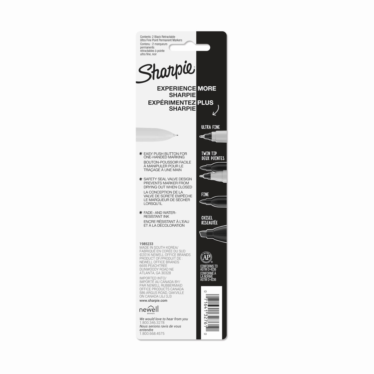 Retractable Permanent Markers by Sharpie – 1 Count (Pack of 2), Plastic, Black, Pack of 2, Model 1735801