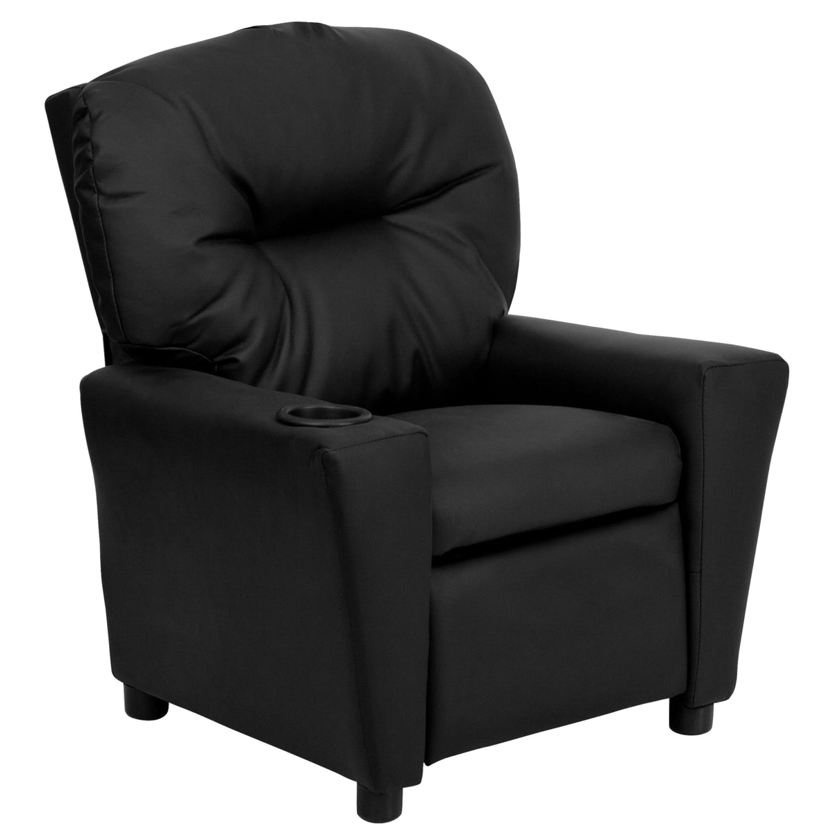 Chandler LeatherSoft Kids Recliner with Cup Holder and Safety Recline by Flash Furniture – 25" - 39"D x 24.5"W x 28"H, Model BT-7950-KID-BK-LEA-GG