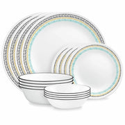 ® Paloma 16-Piece Dinnerware Set by Corelle – L, Glass, Black, Aqua, Goldenrod, Model 1149094