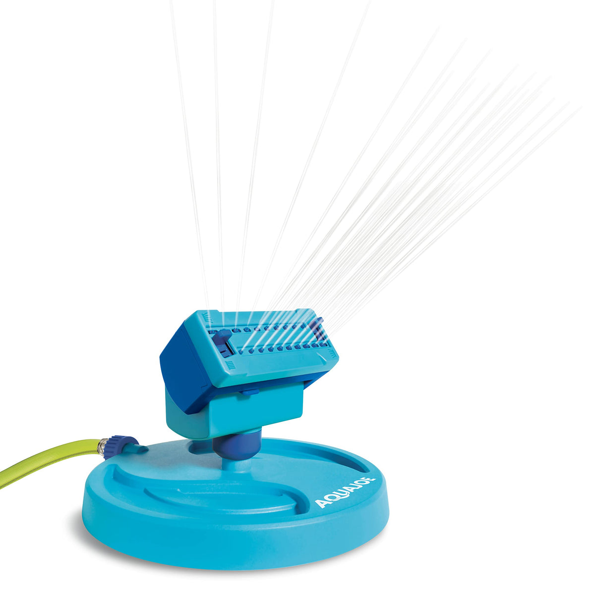 P2 20-Nozzle Mini Gear-Driven Oscillating Sprinkler on Sled Base by Aqua Joe – Rubber, BLUE, Model BDL-A0138
