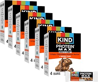 KIND Protein MAX Bars, Crispy Chocolate Peanut Butter, Gluten Free, Low Sugar, High Fiber Snacks, 20g Protein, 24 Count