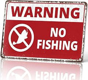 Warning No Fishing Metal Sign 8x12 Inch for Lakeside Cabin Wall Decor