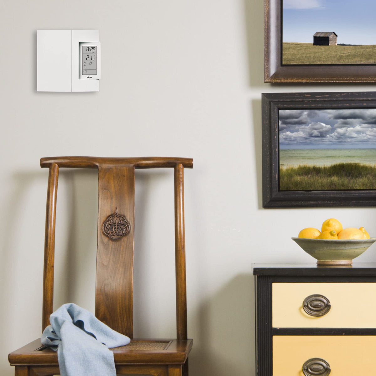 Aube by Electric Heating 7-Day Programmable Thermostat by Honeywell Home – 4.9 x 5 x 1.5 inches, Plastic, White, Model TH106