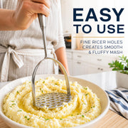 Newness Focus on Stainless Steel Potato Masher, One Piece Design, Silver