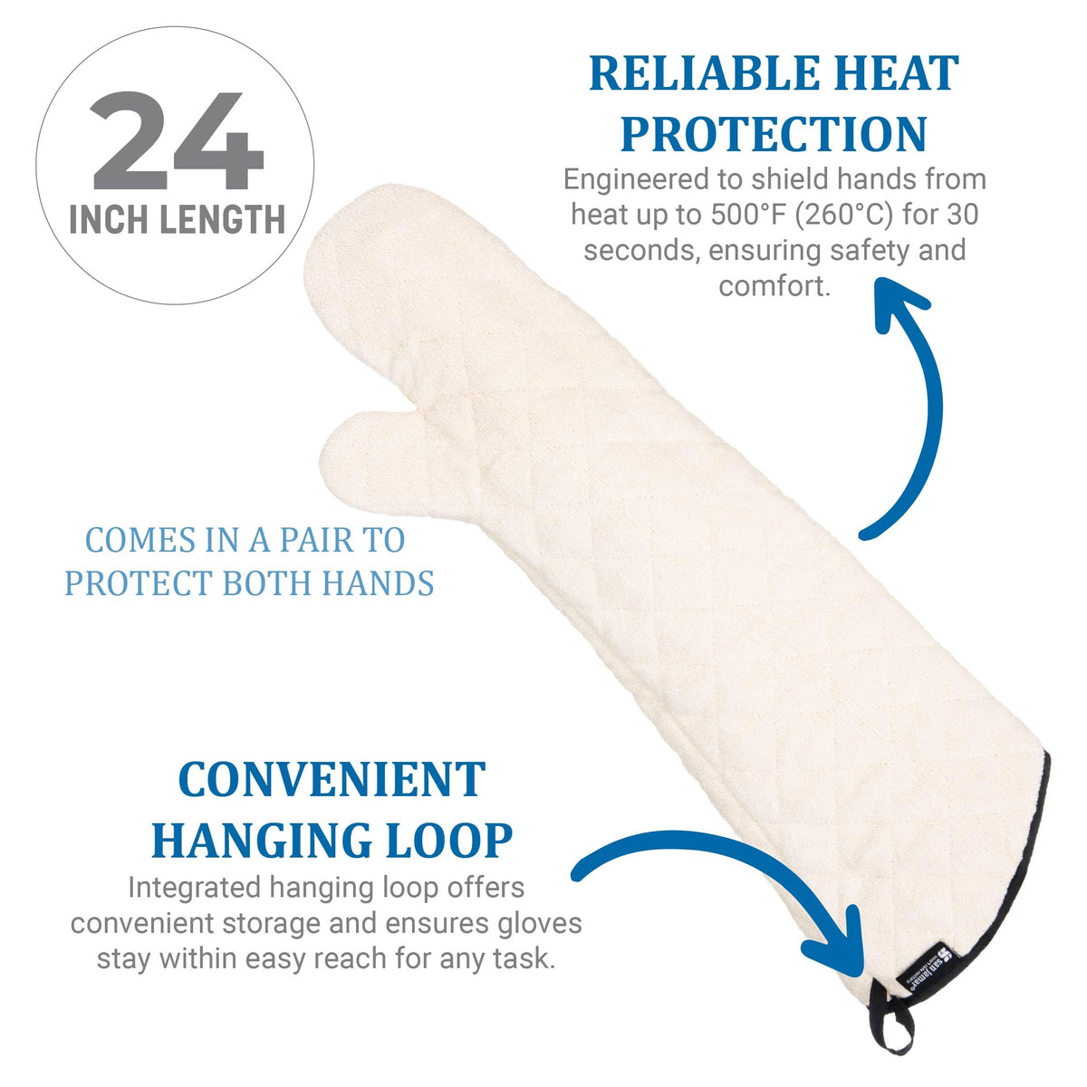San Jamar 24 Inches / Tan / 1 Oven Mitts