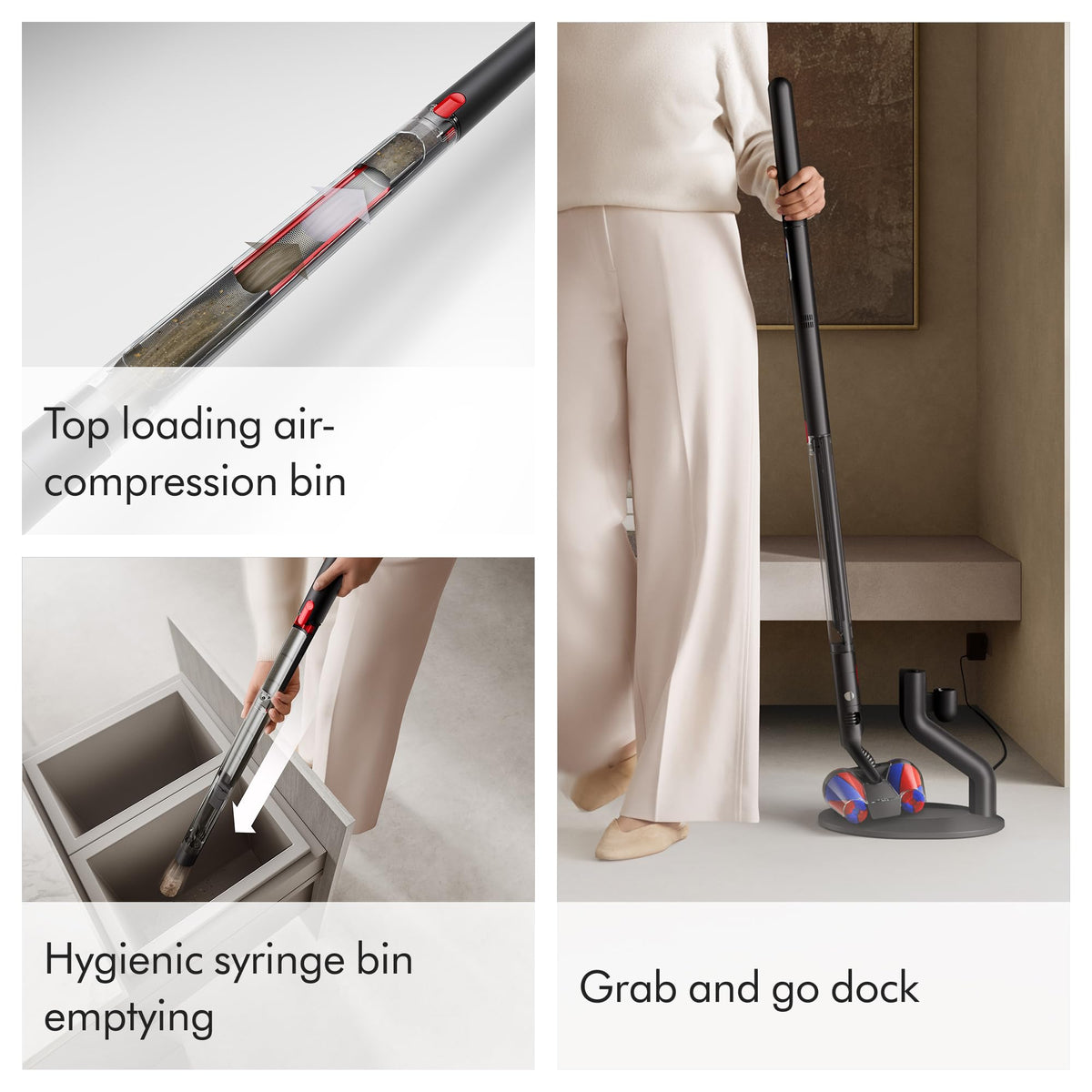 PencilVac Fluffycones Cordless Hard Floor Vacuum by Dyson – Medium, 0.08 gallons, Black/Black, Model SV50