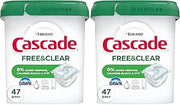 Cascade Free & Clear Dishwasher Pods, Dishwasher Detergent, Dish Detergent Soap, Unscented, 47ct (Pack of 2)