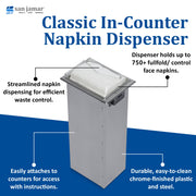 H2005 Stainless Steel in-Counter Fullfold Control Napkin Dispenser by San Jamar – Stainless Steel, Stainless, Model H2005CLSS