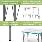 Versa Desk Adjustable Height Kids Rectangular Table Write-On/Wipe-Off Dry Erase Top Child Desk for School Classroom by Tot Mate – Model TM9510R.SWWOPX1