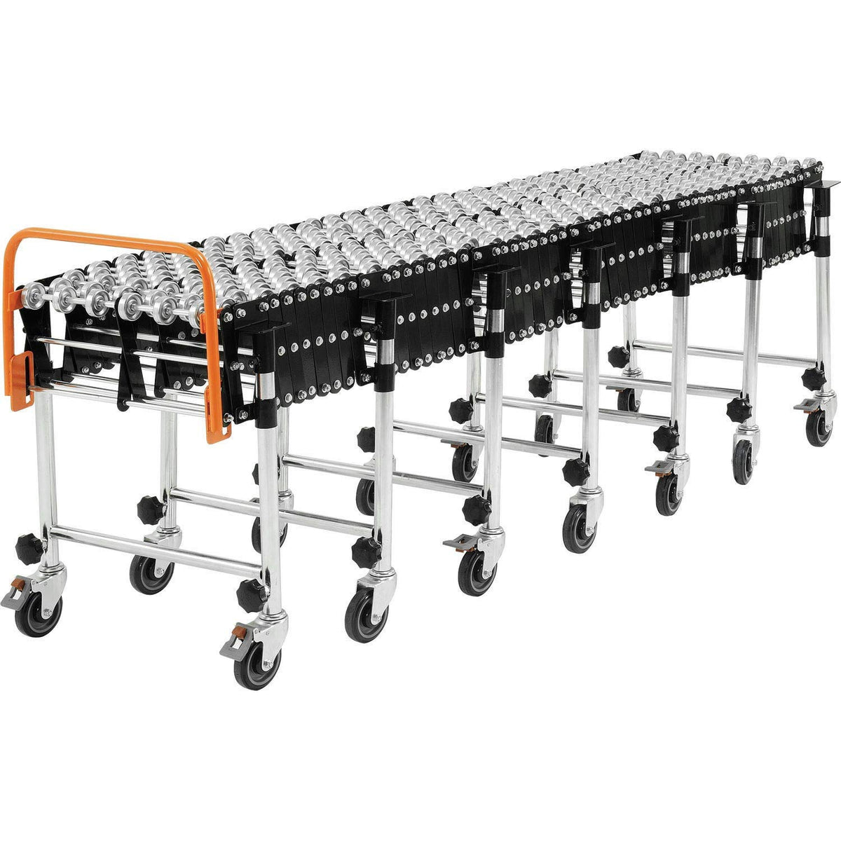 18" W Portable Flexible & Expandable Conveyor by Global Industrial – 86"L x 18"W x 10"H, Alloy Steel, Model 168112