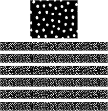 Teacher Created Resources White Painted Dots on Black Straight Border Trim, 35 Feet Per Pack, 6 Packs