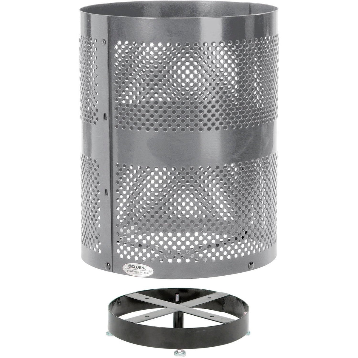 Outdoor Perforated Steel Trash Can by Global Industrial – Steel, Gray, Model 261925GYD