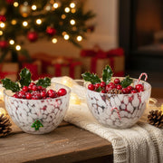 FoldTier Glass Candy Bowls, 14 Ounces, Set of 2, Christmas Tree and Candy Cane