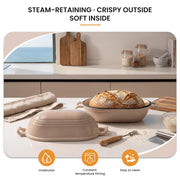 Frrly Enameled Cast Iron Dutch Oven, 5 Qt Oval Bread Pan with Lid, Latte
